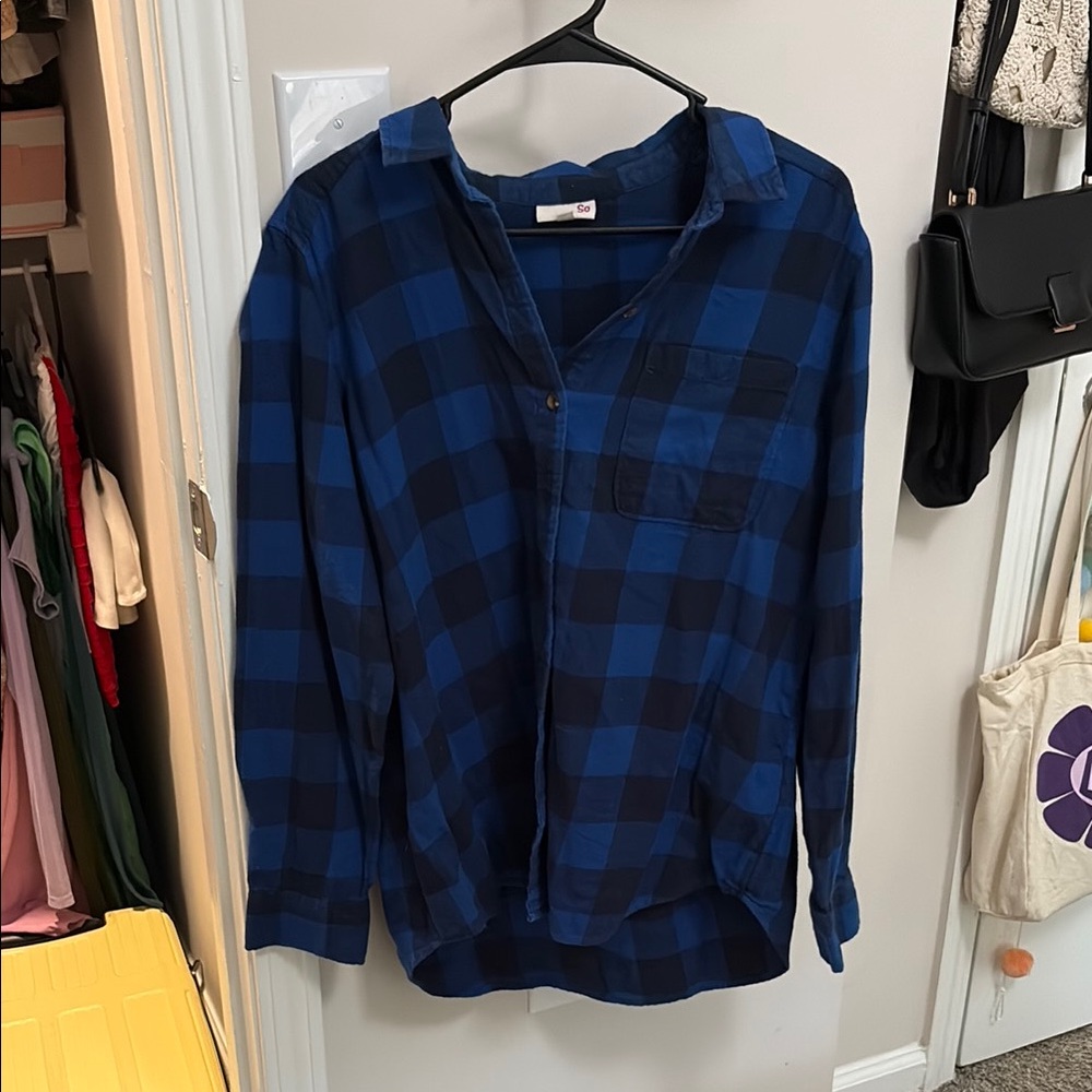 SO Blue Plaid Button Down Shirt